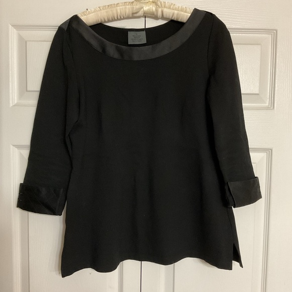 CHANEL Tops - CHANEL Black Boxy Blouse with Cuffed Sleeves